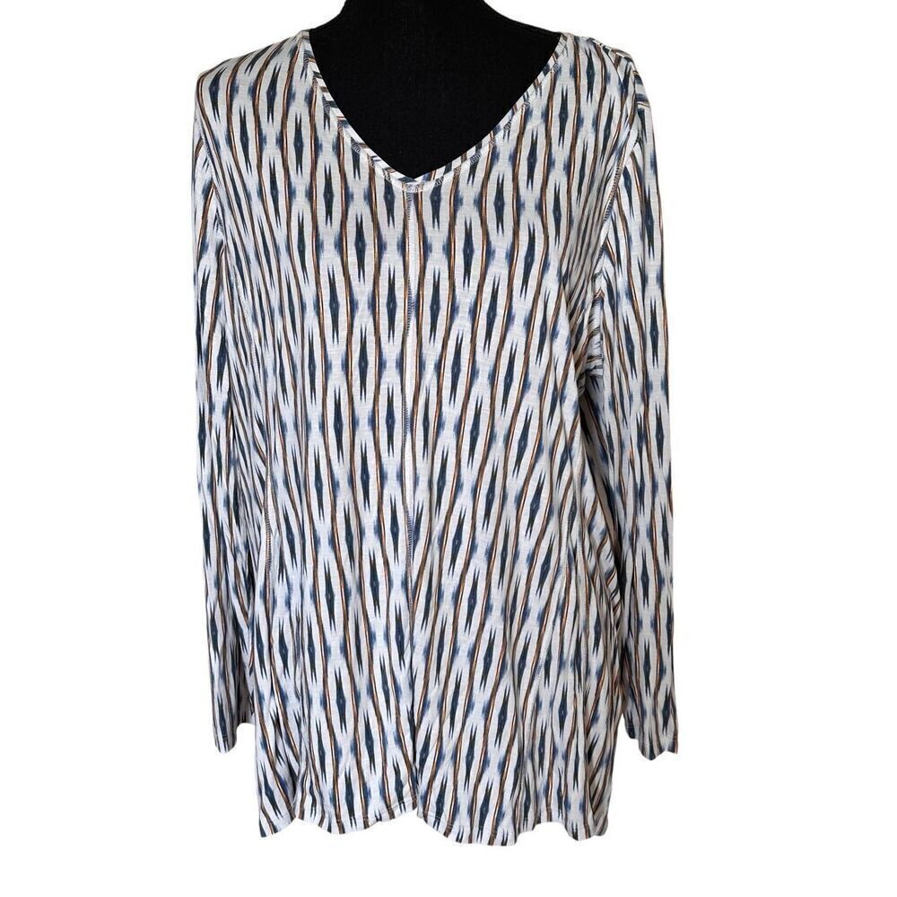 Chico’s Women’s Zenergy Geometric Ikat V-Neck Tunic Sz 3